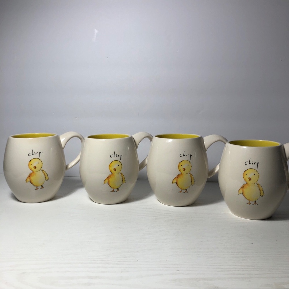 Rae Dunn by M Studios Chirp Easter Ceramic Coffee Mug Yellow Interior